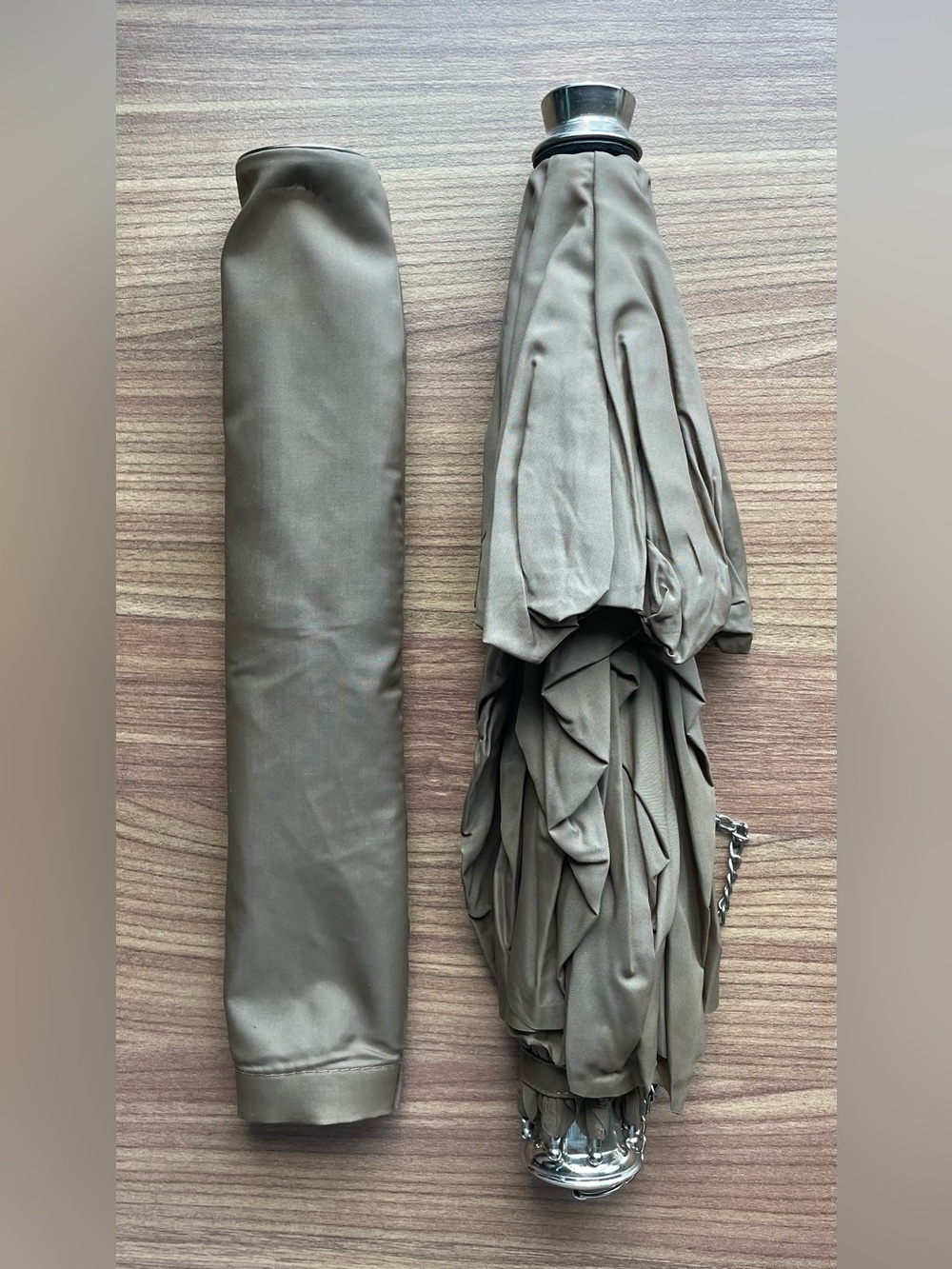 ✨Vintage Knirps Compact Umbrella Olive Brown Khaki Excellent Condition ✨